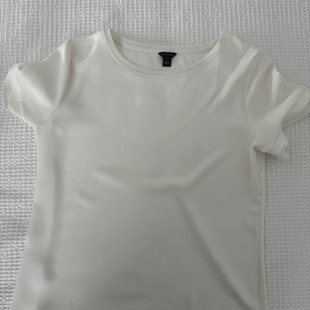 Cream short sleeve blouse